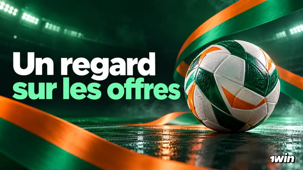 Ballon aux couleurs ivoiriennes entouré de rubans orange et verts dans un stade