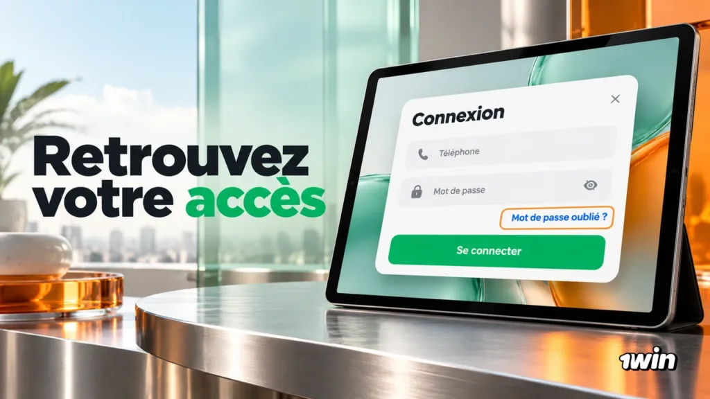 Tablette avec un formulaire de connexion et le lien Mot de passe oublié mis en évidence.