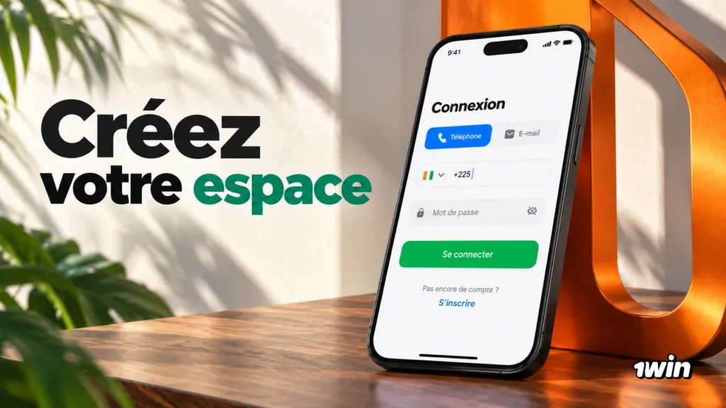 Téléphone présentant un écran Connexion avec un lien S’inscrire sous le formulaire.