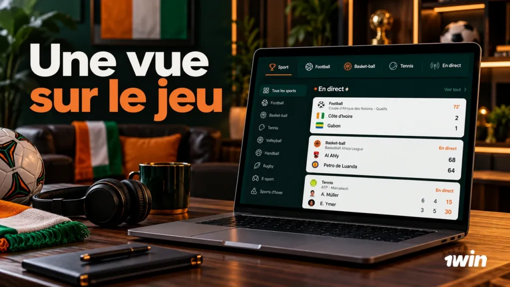 Ordinateur présentant un tableau illustratif de paris sportifs.
